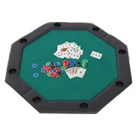 Soozier 48" 8 Person Octagon Foldable Poker Table Cover with Padded Rails and Cup Holders(m-11)
