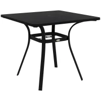Outsunny Rectangle Patio Dining Table for 4 People with Steel Legs, Metal Tabletop for Garden, Backyard, Lawn, Balcony, Black(m-9)