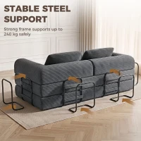 HOMCOM 5-in-1 Convertible Sofa Bed, L-Shaped Loveseat Reversible Sleeper Sofa with 2 Pillows, Dark Grey(m-7)