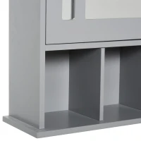 kleankin Bathroom Cabinet Wall Mount with Mirror Door 3 Shelf Organizer for Bathroom, Kitchen, Bedroom, Grey(m-10)