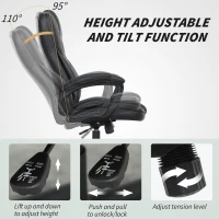 HOMCOM High Back Ergonomic Office Chair, PU Leather Executive Desk Chair with Adjustable Height and Swivel Wheels, Black(m-6)
