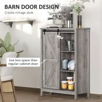 HOMCOM Farmhouse Accent Cabinet, Kitchen Cupboard Storage Cabinet with Barn Door and Adjustable Shelf, Gray Oak(m-7)