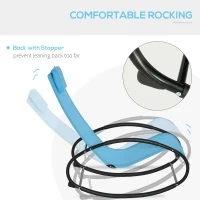 Outsunny Pool Lounger, Outdoor Rocking Lounge Chair for Sunbathing, Pool, Beach, Porch with Pillow and Cool Mesh, Sky Blue(m-4)