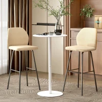 HOMCOM Round Bar Table for 2, Modern Pub Table with Steel Frame, Easy Assembly for Small Space Home Bar Cocktail Bistro, White(m-1)