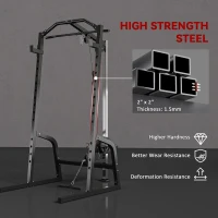 Soozier Power Cage Power Rack with 15-Level Squat Rack, Cable Pulley System, Pull up Stand and Push up Stand(m-8)