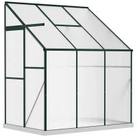 Outsunny Walk-In Garden Greenhouse Aluminum Polycarbonate with Roof Vent for Plants Herbs Vegetables 6' x 4' x 7' Green(m-11)