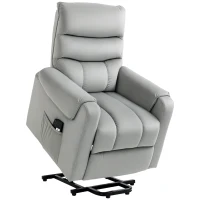 HOMCOM Power Lift Chair, Velvet Touch Upholstered Recliner Chair for Elderly with Vibration Massage, Remote Control, Side Pockets, Grey(m-1)