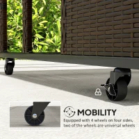Outsunny PE Rattan Pool Float Storage Organizer with Wheels, Mixed Brown(m-4)