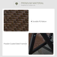 Outsunny Rattan Reclining Folding Chair Set of 2, Outdoor Wicker Portable Recliner with 7 Adjustable Backrest Position for Garden, Balcony, Patio, Brown(m-6)