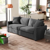 HOMCOM 3 Seater Sofa, 83.5" Modern Upholstered Couch with Pocket Spring and 2 Scatter Cushions for Living Room, Dark Grey(m-8)