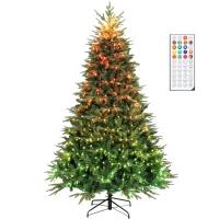 HOMCOM 7.5ft Christmas Tree with Synchronized LEDs, DIY Function, Frasier Grande Fir with Hinge Design, Remote, Daily Timer(m-13)