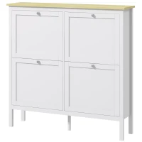 HOMCOM Entryway Shoe Storage Cabinet with 4 Flip Drawers, Adjustable Shelves, Narrow Shoe Cabinet for 20 Pairs of Shoes, White(m-2)