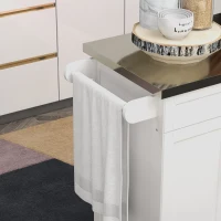 HOMCOM Kitchen Island with Wheels, Rolling Kitchen Island with Storage, Stainless Steel Countertop for Dining Room, Cream White(m-9)