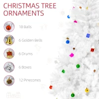 HOMCOM 5.9ft Artificial Christmas Tree Xmas Holidays Décor with Ornament White(m-4)