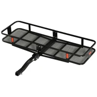 Aosom Folding Cargo Carrier with 500 lbs Capacity, 59‘’x19''x6'' Hitch Mount Luggage Basket Fits 2'' Receiver for Car SUV Traveling(m-1)