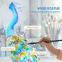 Outsunny Peacock Garden Statue, 32.7" Standing Lawn Ornament, Steel Garden Decor Bird Statue with Stakes for Lawn Patio Backyard Decoration, Sky Blue(m-4)