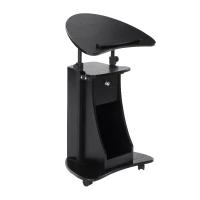 HOMCOM Mobile Laptop Cart, Sit-to-Stand Computer Desk with Drawer, Height Adjustable Rolling Podium Desk Stand with Swivel Top & Storage, Black(m-1)