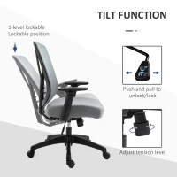 Vinsetto Ergonomic Mesh Office Chair with Lumbar Back Support, Swivel Rocking Computer Chair with Adjustable Height and Armrests for Home Office, Grey(m-13)