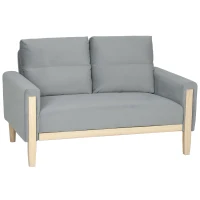 HOMCOM 53" Loveseat Sofa, Small 2 Seater Couch with Solid Wood Legs, Modern Velvet Sofa for Living Room, Small Spaces, Grey(m-9)