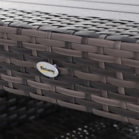 Outsunny Wicker Coffee Table with Height Adjustable Feet, 2 Tier Storage Shelf, Rattan Wicker Patio Table with Deluxe Slatted Top for Outdoor, Patio, Garden, Backyard, Mixed Grey(m-8)