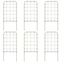 Outsunny 6-Piece Plant Support Set, Trellis for Climbing Plants, Garden Stakes, Steel, Green, 40 x 90 cm(m-2)