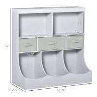 HOMCOM Kids Bookcase, Toy Storage Organizer Cabinet, Children Display Bookshelf with Drawers for Toys, Clothes, Books, Gray(m-3)