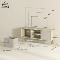 HOMCOM Modern TV Stand Cabinet with Foldable Drawers and Shelves for Living Room, Bedroom, Natural(m-3)