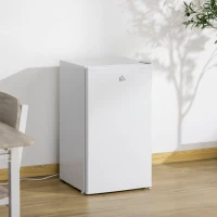 HOMCOM Compact Refrigerator, Mini Fridge with Freezer, Adjustable Shelf, Mechanical Thermostat and Reversible Door, White(m-1)