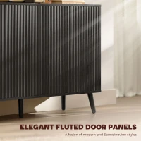 HOMCOM Buffet Cabinet with Storage, Modern Fluted Sideboard with Adjustable Shelves for Dining Room Living Room, Black(m-4)