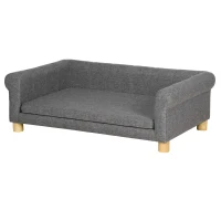 PawHut Modern Pet Sofa Cat or Medium Large Dog Bed W/ Removable Seat Cushion, Dark Grey(m-11)