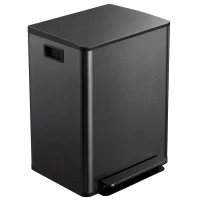 HOMCOM 2 x 30L / 7.9 Gallon Dual Trash Can with Removable Inner Buckets and Handles for Kitchen, Office, High-Gloss Black(m-2)