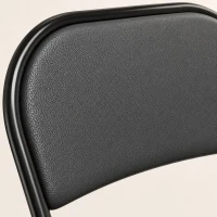 HOMCOM Set of 4 Metal Foldable Chairs, PU Leather Padded Folding Chairs with Cushion Seat and Open Back for Indoor, Black(m-18)