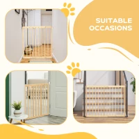PawHut 24" - 40" Wide Walk Thru Pet Gate, Wooden Dog Gate for Stairs, Hallways, & Doorways, for Small and Medium Dogs(m-7)