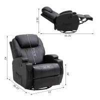 HOMCOM Faux Leather Heated Massage Recliner Chair with Remote - Black(m-3)