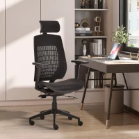 Vinsetto Ergonomic Mesh Office Chair, Reclining High Back Desk Chair with Adjustable Headrest & Armrests, Wheels, Swivel Computer Task and Gaming Chair, Black(m-2)