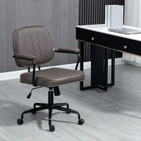 Vinsetto Microfiber Office Chair Desk Chair with 360 Degree Swivel Wheels Adjustable Height Tilt Function Light Brown(m-2)