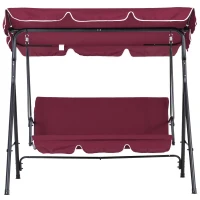 Outsunny Outdoor Patio Swing Chair with Adjustable Tilt Canopy and Removable Cushion, Red(m-1)