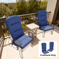 Outsunny Patio Chair Cushions for Adirondack Chair Replacement Cushions with Back and Ties, Set of 2, Navy Blue(m-8)