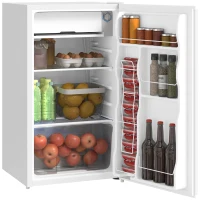 HOMCOM Compact Refrigerator, Mini Fridge with Freezer, Adjustable Shelf, Mechanical Thermostat and Reversible Door, White(m-9)