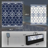 Outsunny Reversible Outdoor Rug Carpet with LED Lights, 10' x 8' PP Straw Rug with Carry Bag and Ground Stakes(m-3)