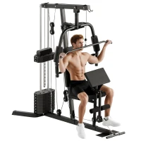 Soozier Home Gym System, Multifunction Workout Station with 100Lbs Weight Stack, 100Lbs Resistance for Full Body Workout Machine(m-1)