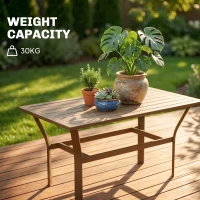 Outsunny Outdoor Coffee Table with Slatted Tabletop, All-Weather Rectangle Metal Patio Coffee Table for Garden, Brown(m-6)