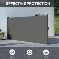 Outsunny 13' x 5' Retractable Side Awning, Outdoor Privacy Screen for Garden, Hot Tub, Balcony, Terrace, Pool, Dark Grey(m-4)