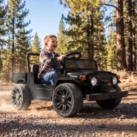 Qaba Licensed Toyota Pickup Ride on Truck, 24V Kids Electric Car with Dual Motors, Up to 3.7MPH for Kids 3-8 Years Black(m-8)