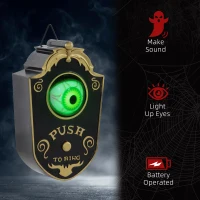 HOMCOM Halloween Decoration Animatronic, Doorbell w/ Realistic Light-up Eyeball, Sound and Motion Prop Activated for Party(m-7)