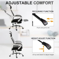 Vinsetto Ergonomic High Back Mesh Office Chair Swivel Reclining Computer Desk Chair with Retractable Footrest, Headrest, Padded Armrest(m-4)