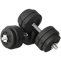 Soozier 2 x 33 lbs Adjustable Dumbbells Weight Set Dumbbell Hand Weight Barbell for Body Fitness Lifting Training for Home Office Gym, Black(m-9)