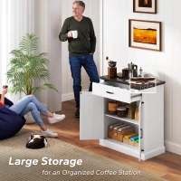 HOMCOM 30" Buffet Cabinet, Farmhouse Sideboard with 1.2" Thick Top, 2 Barn Doors, Drawer and Adjustable Shelf, White(m-4)