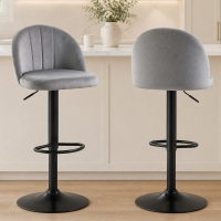 HOMCOM Bar Stools Set of 2, Swivel Counter Height Barstools with Footrest, Grey