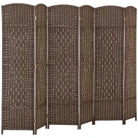 HOMCOM Folding Room Divider Screen 6 Panel 6' Tall Privacy Screen Freestanding Wood Partition for Home Office, Brown(m-11)